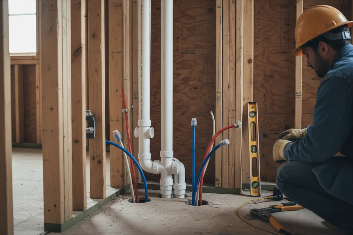 Drain and supply rough-in during Drain Cleaning in West Haverstraw